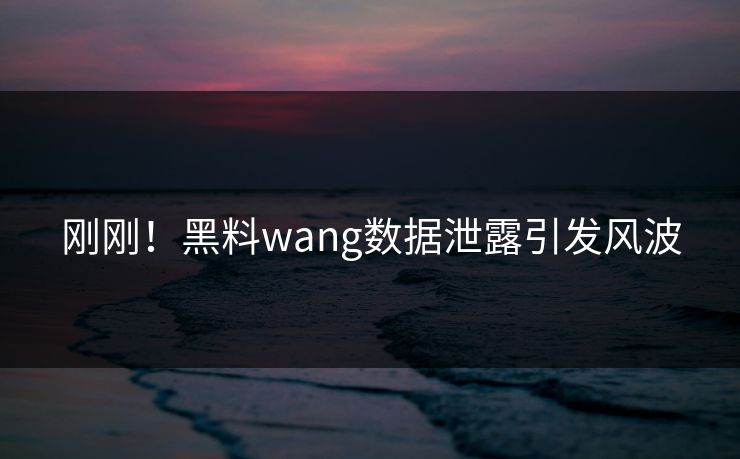 刚刚！黑料wang数据泄露引发风波