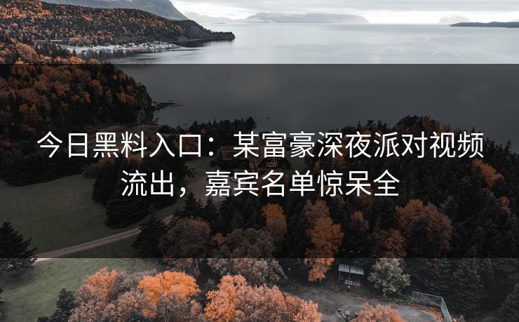 今日黑料入口：某富豪深夜派对视频流出，嘉宾名单惊呆全
