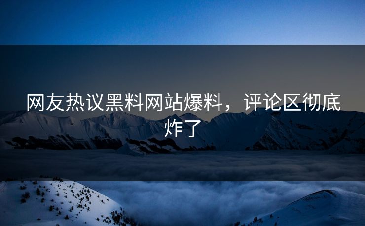 网友热议黑料网站爆料，评论区彻底炸了