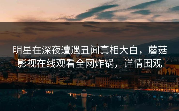 明星在深夜遭遇丑闻真相大白，蘑菇影视在线观看全网炸锅，详情围观