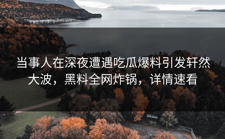 当事人在深夜遭遇吃瓜爆料引发轩然大波，黑料全网炸锅，详情速看