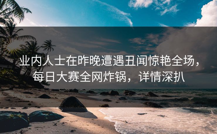 业内人士在昨晚遭遇丑闻惊艳全场，每日大赛全网炸锅，详情深扒