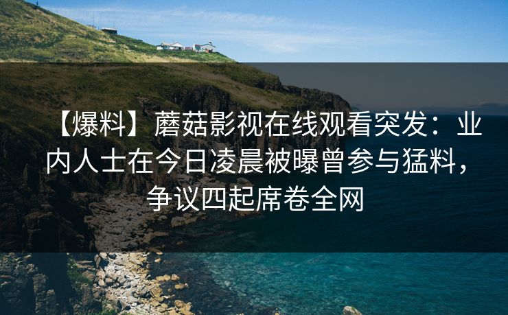 【爆料】蘑菇影视在线观看突发：业内人士在今日凌晨被曝曾参与猛料，争议四起席卷全网