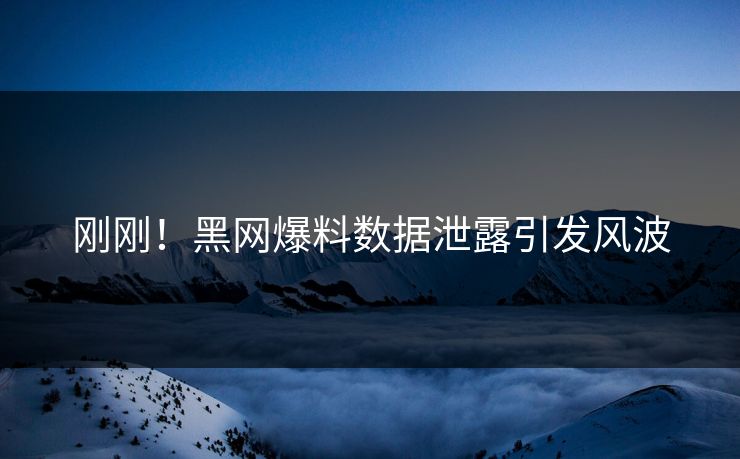 刚刚！黑网爆料数据泄露引发风波