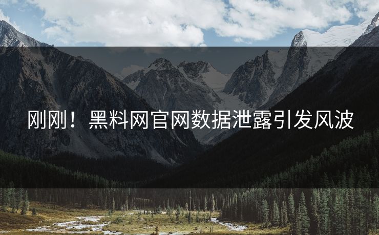 刚刚！黑料网官网数据泄露引发风波