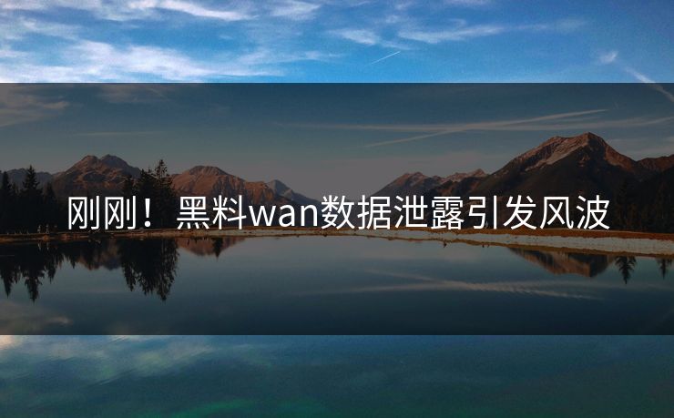 刚刚！黑料wan数据泄露引发风波