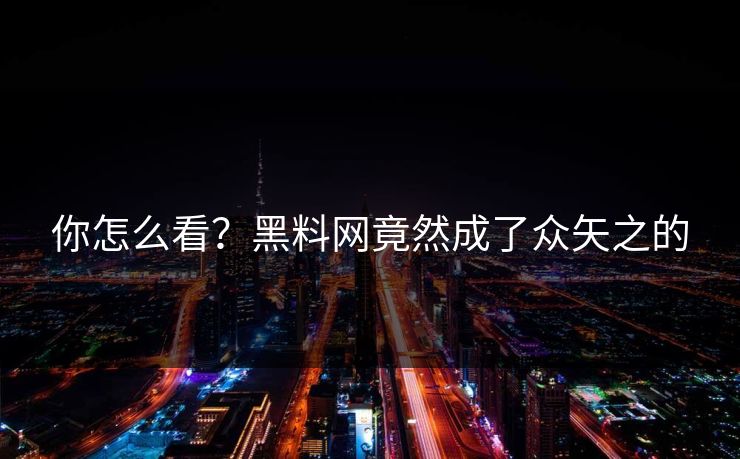你怎么看？黑料网竟然成了众矢之的
