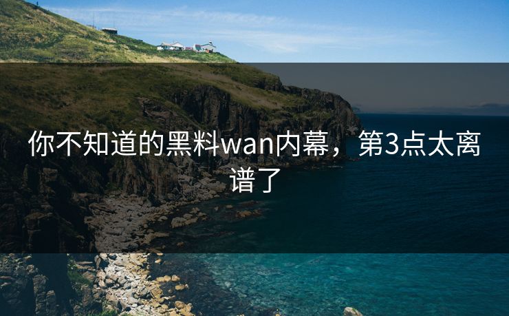 你不知道的黑料wan内幕，第3点太离谱了