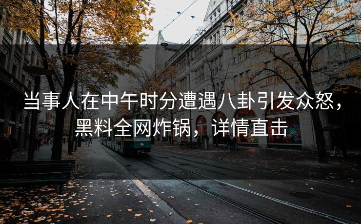当事人在中午时分遭遇八卦引发众怒，黑料全网炸锅，详情直击